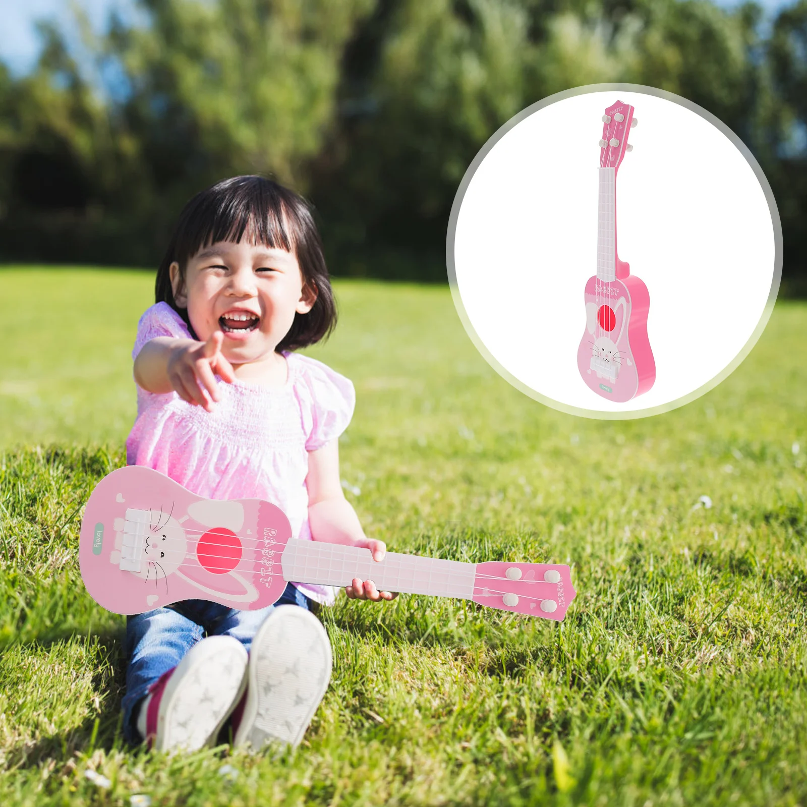 Vintage Style Acoustic Guitar Bunny Toys Music Instrument Simulated Musical Instruments Kids Puzzle