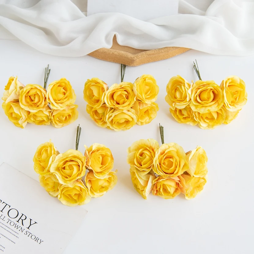 

Artificial Flowers Fake Roses Bouquets Home Room Decoration Accessories Wreath Floral Arrangement Wedding Bridal Gift Scrapbooks
