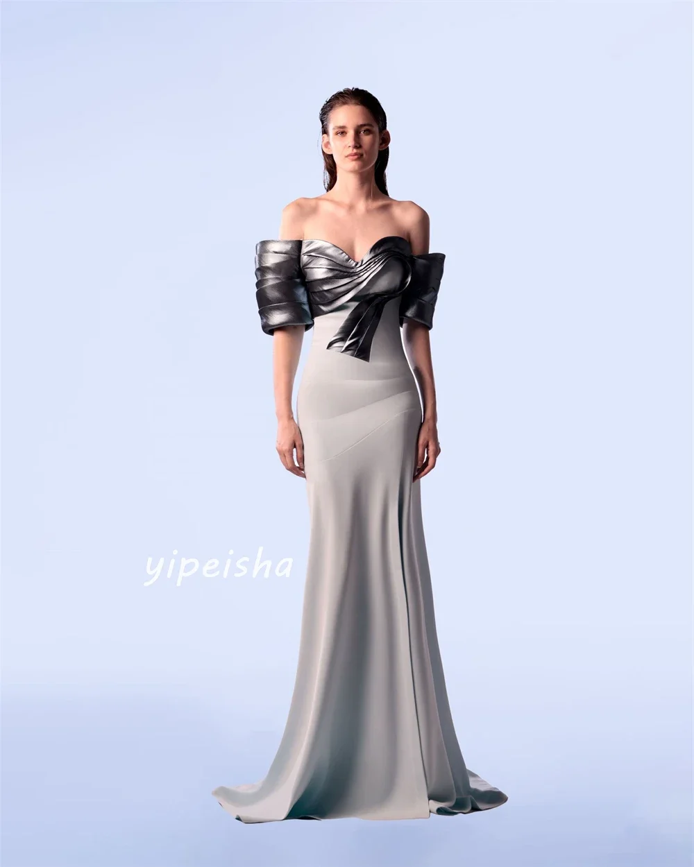 Jersey Ruched Homecoming A-line Off-the-shoulder Bespoke Occasion Gown Long Dresses