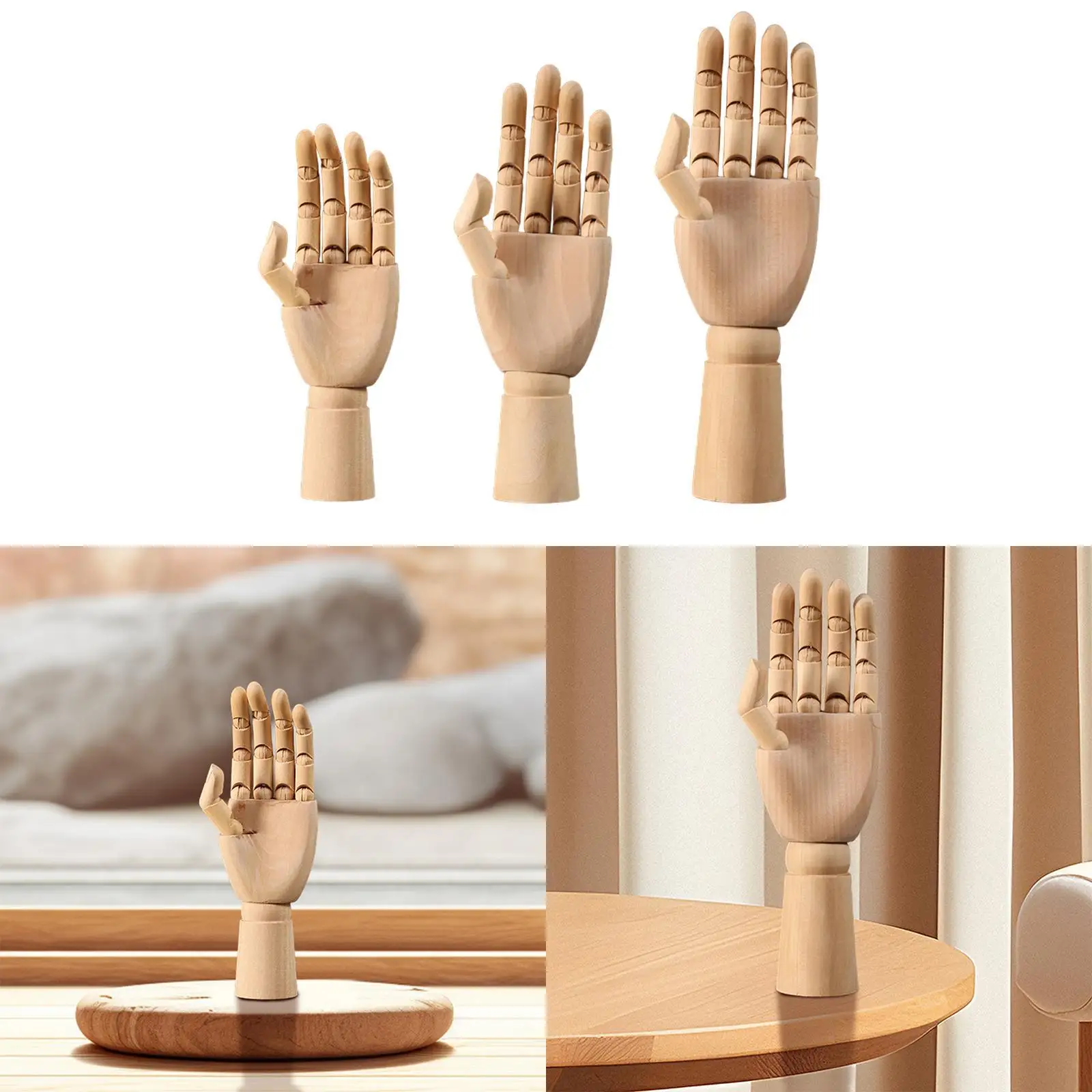 Movable Joint Wood Hand Model Artistic Painting Accessory Multiple Uses Art Sketching Painting Left Hand Mannequin Figure