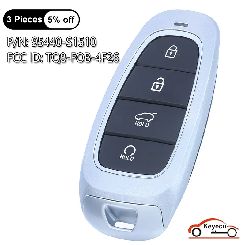 KEYECU 4 Buttons 433MHz ID47 Chip for Hyundai Santa Fe 2021 2022 Auto Smart Remote Control Key Fob 95440-S1510 FCC# TQ8-FOB-4F26