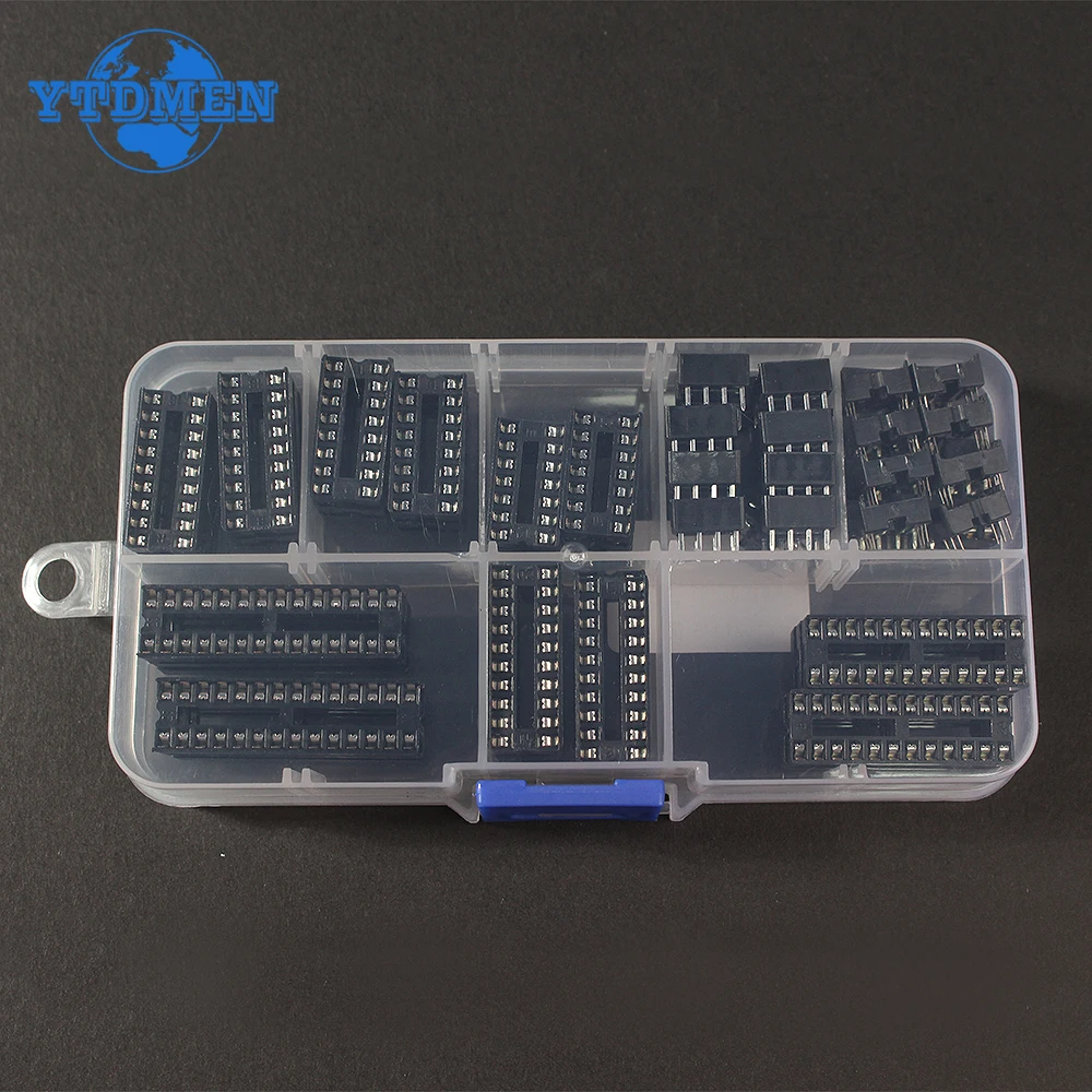 66PCS IC Sockets Adaptor Solder Type Socket Kit DIP 6 8 14 16 18 20 24 28 Pin IC Connector, for Arduino