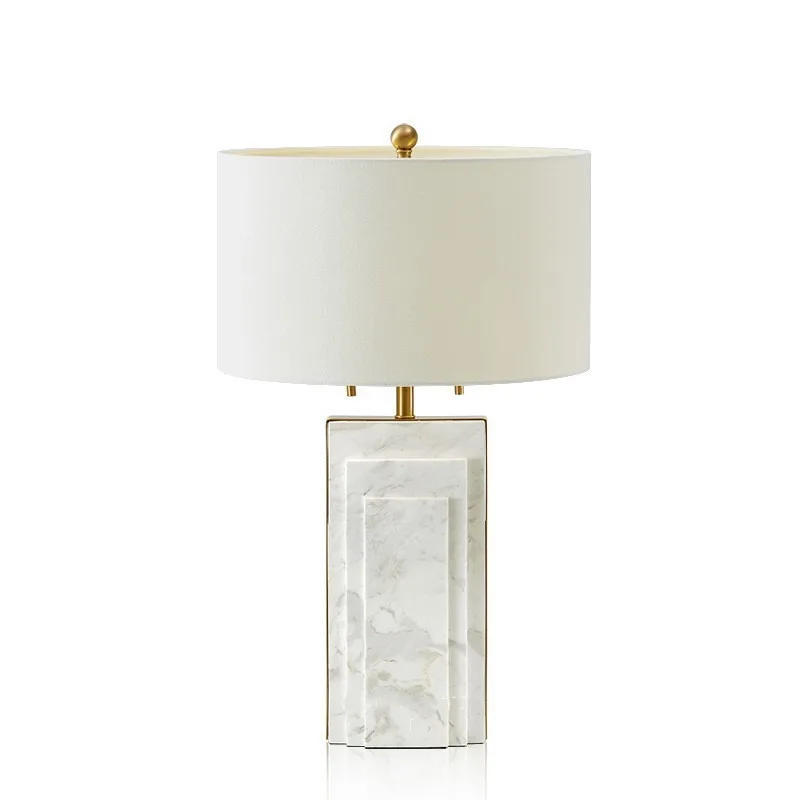 Spanish Luxury Natural Stone Floor Lamps Living Room Bedroom Bedsides Simplicity Designer Marble LED Desk Table Lights Fixtures