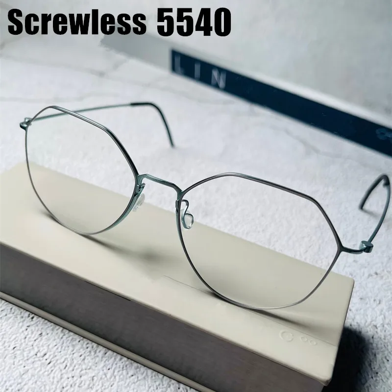 

Denmark Thin Titanium Glasses Frame Polygon Round Screwless Ultralight Eyeglasses Men Women Handmade Eyewear Korean Spectacles