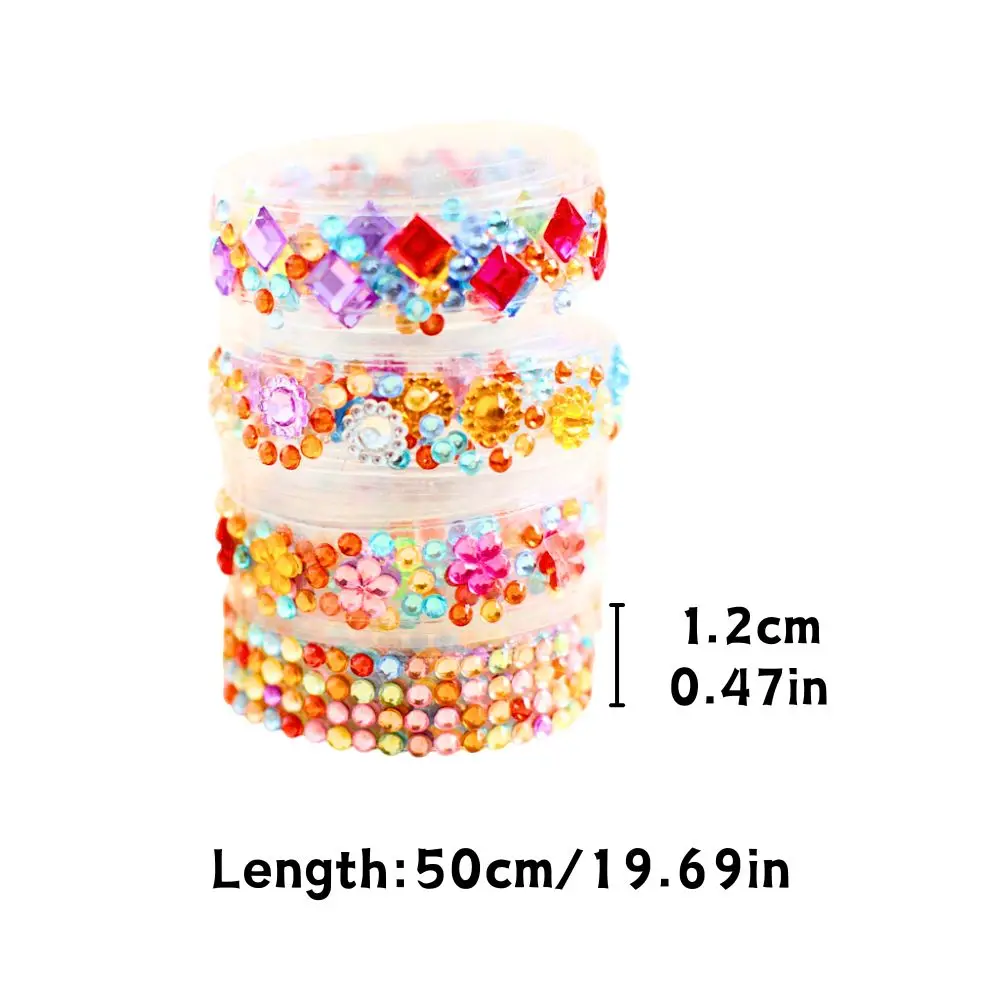 Plastic Diamond Decorative Tape Colorful Flower/Rhombus/Dot Sticker Fashion Album Journal Decoration YMY