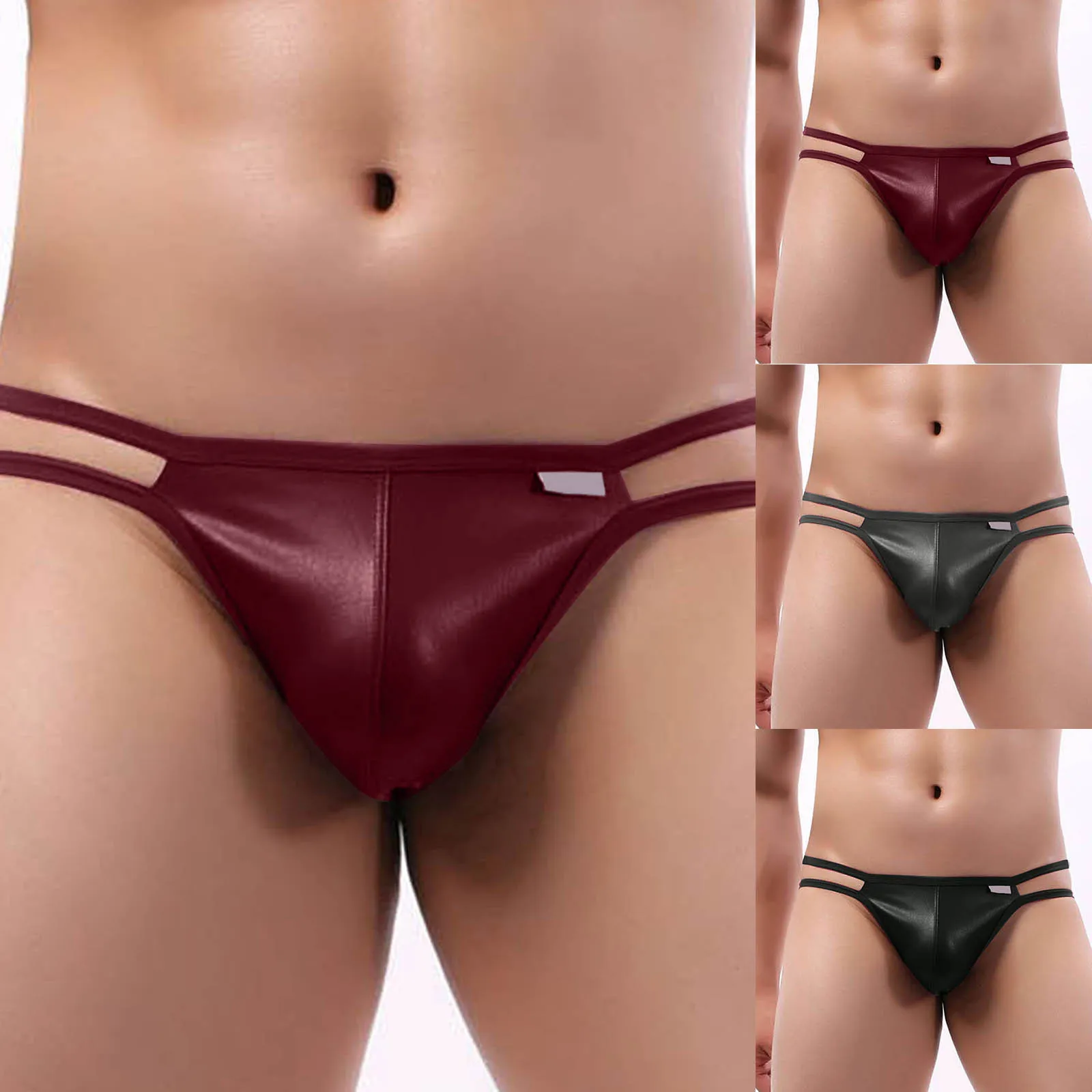 

Men's Easter Basket Mens Fashionable And Casual Double Tied Leather Breathable And Fun Underwear Leather Jockstrap for Men