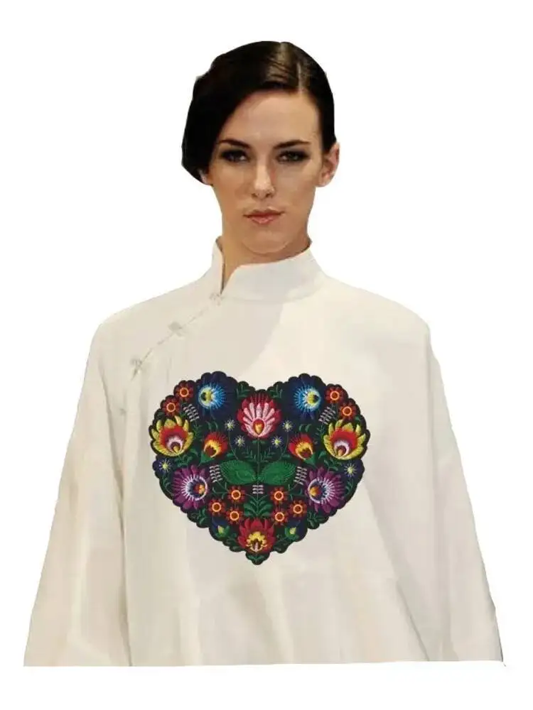 Patchs brodés de fleurs et de plantes de grande taille, fer sur manteau pour femmes, bricolage, style ethnique, fleur d'amour, accessoires pour vêtements