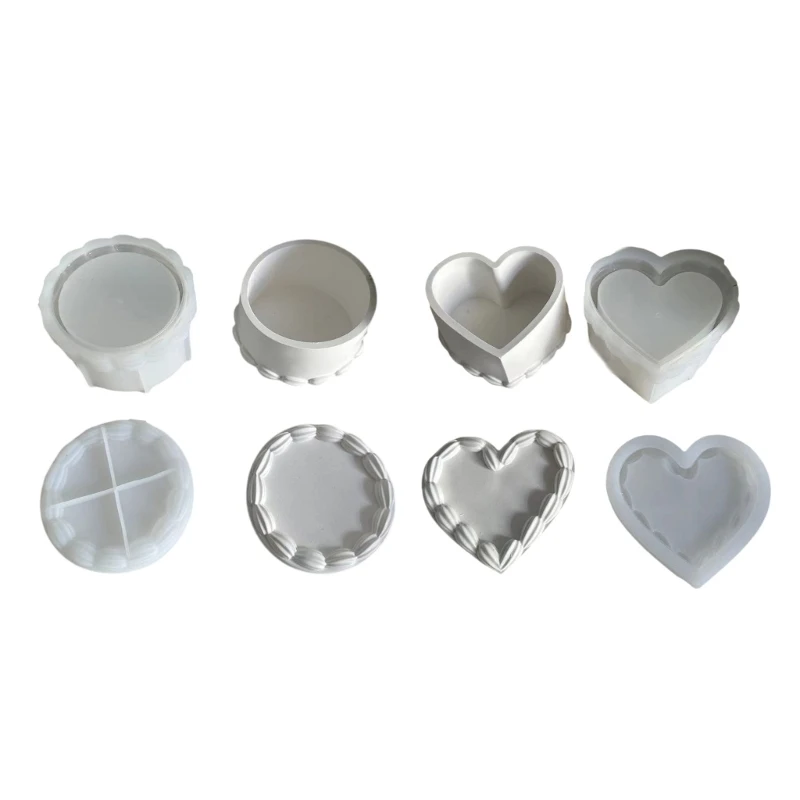 

Epoxy Jar Mold Heart/Round Jewelry Mould Silicone Mold for Candle Cup