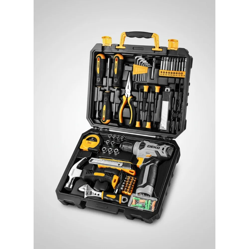 

Набор инструментов для аккумуляторной дрели 8 В: набор для домашнего ремонта из 126 предметов для поделок, ручных и женщин, легкий и перезаряжаемый