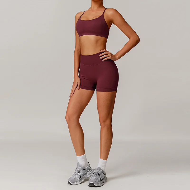 

Seamless high waist Yoga Shorts fashionable Waist Cinching Hip Lifting Fitness Running Shorts Fitness Solid Color Yoga Leggings