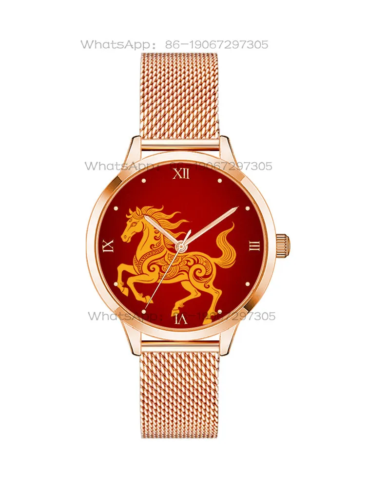 Successful 2026 New Guochaofeng Red Creative Waterproof Quartz Watch for Boys and Girls Couples Holiday Gifts view 4