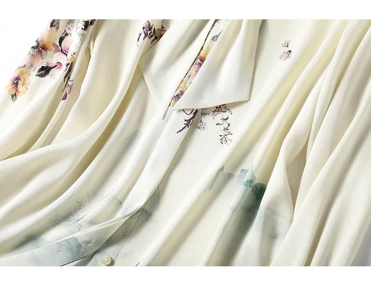 Chiffon Vintage Women's Shirts Spring/summer Prints Blouses Loose Long Sleeves Women Tops Bow Fashion Clothing 2024 Korean