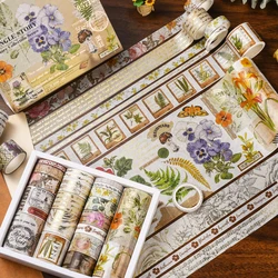 20 sztuk/zestaw zestaw taśmy washi w stylu Vintage pozłacane kwiaty zwierzęta film szeroka taśma maskująca planer do scrapbookingu Retro naklejki szkolna