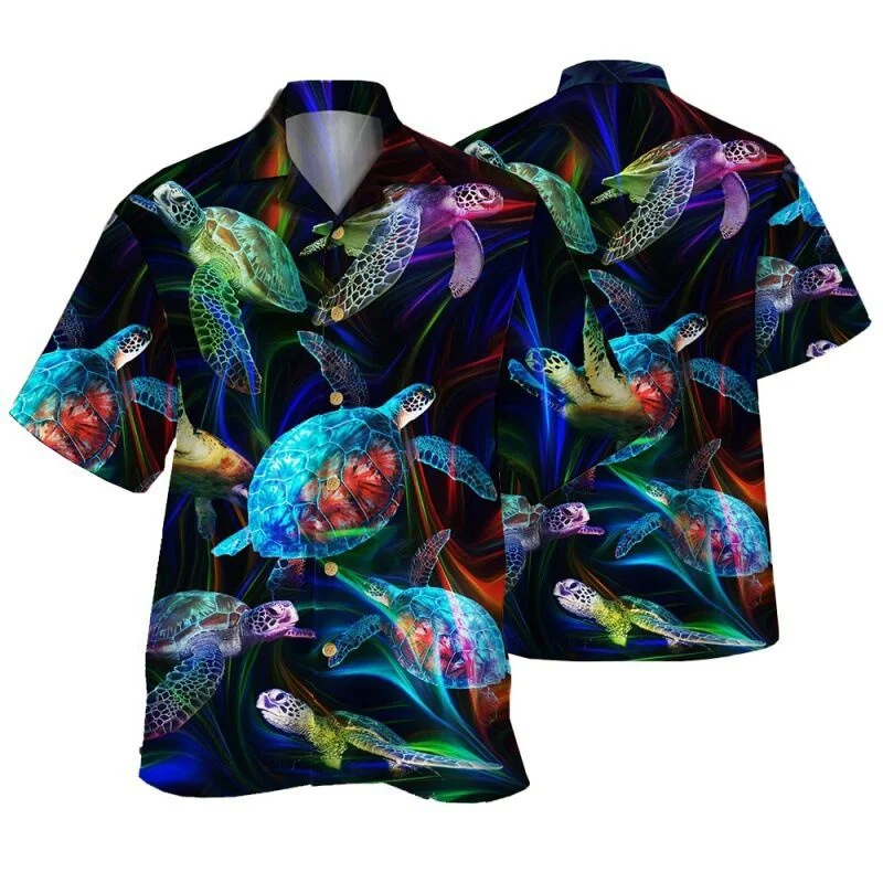 2024 Summer New Men\'s Shirts 3D Printed Horror Pattern Hawaiian Fashion Tops Cuban Collar Lapel Shirts