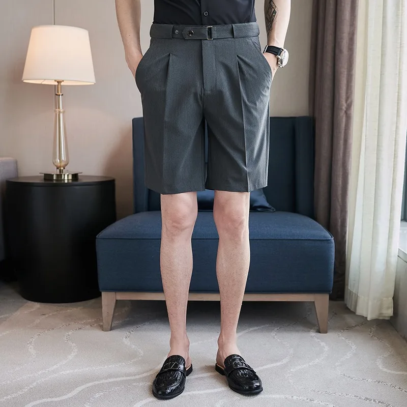 Japanese Style Suit Shorts for Men Casual High End Korean Trousers Spring Summer Trendy Ice Silk 5-Points Pant Youth School Wear