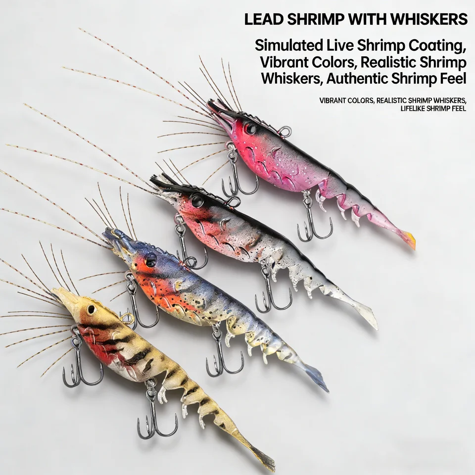 4pcs Fishing Lures Shrimps baits Pre-Rigged Fish Jigs - Soft Lure Bass  Trout Lifelike Shrimp Crayfish Swimbait - AliExpress 18