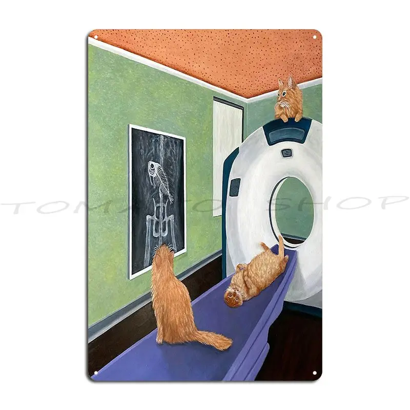 Cat Scan Cat Swallowed A Big Fish Metal Sign Designing Wall Plaque Decoration Garage Print Tin Sign Poster