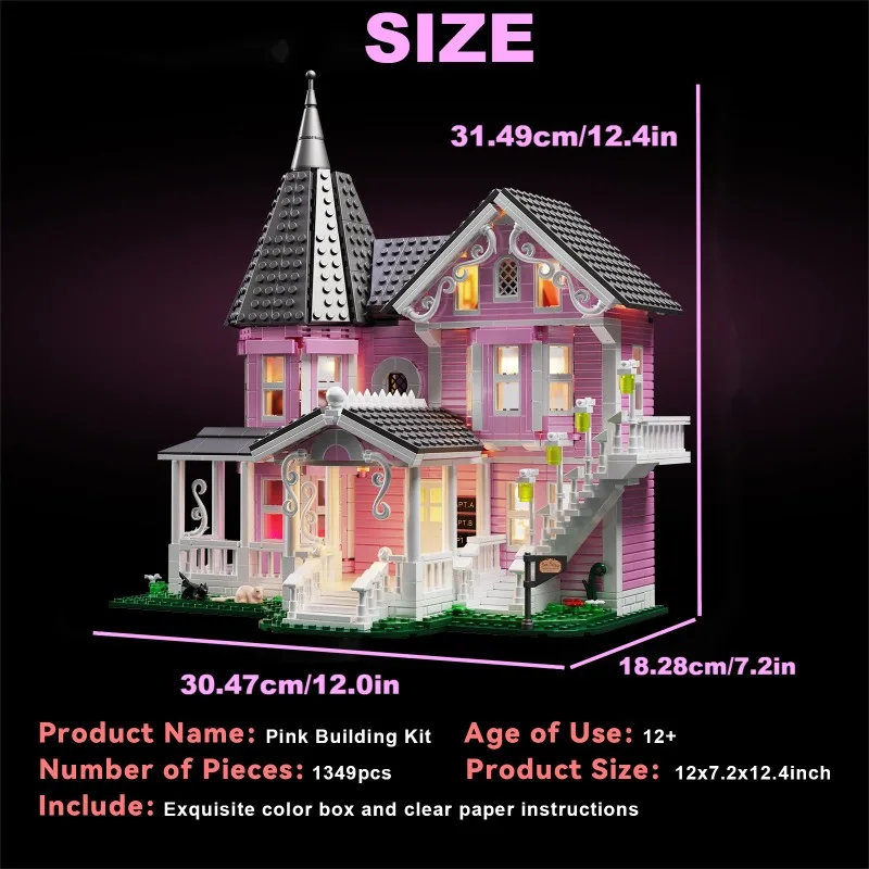 1349PCS MOC film and television building series building blocks creative assembly pink castle game toy bricks holiday gift