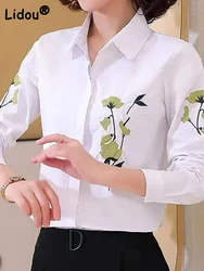 Summer Office Lady Floral Embroidery Korean Fashion Woman Blouses 2022 Loose Half Sleeve Casual Tops Elegant Button New Shirt