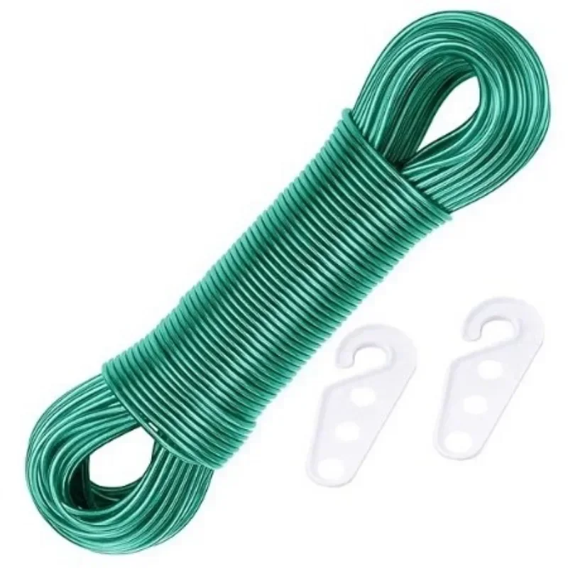 50M Washing Lines Long Rope Drying Clothes Hangers Steel Wire Lines PVC Camping Outdoors Garden Travel Supplies for Clothesline