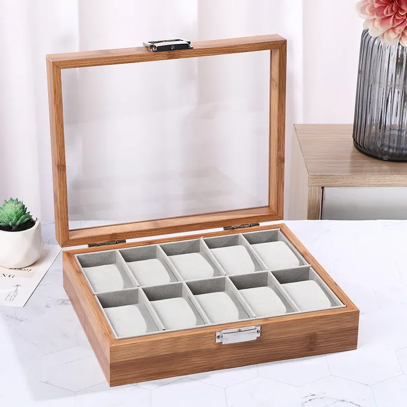 3 6 10 12 Slots Bammboo Wooden Watch Collection Box Case Wrist Watch Storage Case for Women & Men Chinese style Watch Storage