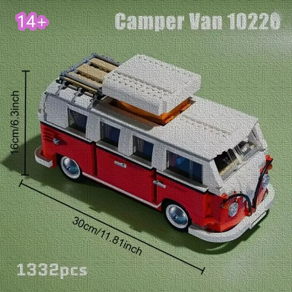 

Горячие предложения: Красный автомобиль-фургон T1 (1334 детали) для кемпинга, совместимый с моделью 10220, конструктор для мальчиков и девочек, подарки на день рождения для детей