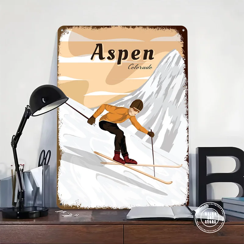 Aspen Colorado Travel Tinplate Poster Custom Wall Art Vintage Metal Signs Retro Tin Plaque for Office Decor Bar Accessories Home