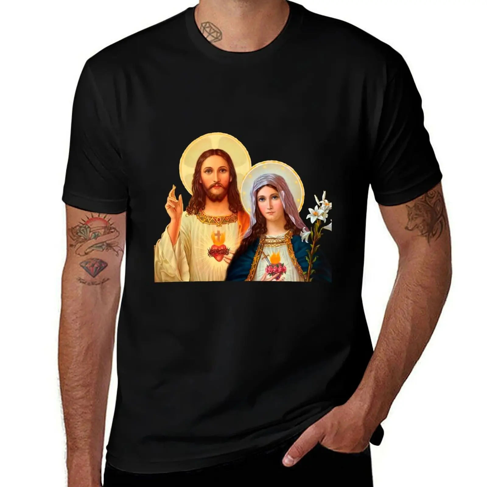 Hearts Mary) Twin II (Jesus - and background transparent T-Shirt Halloween Theme T-Shirt