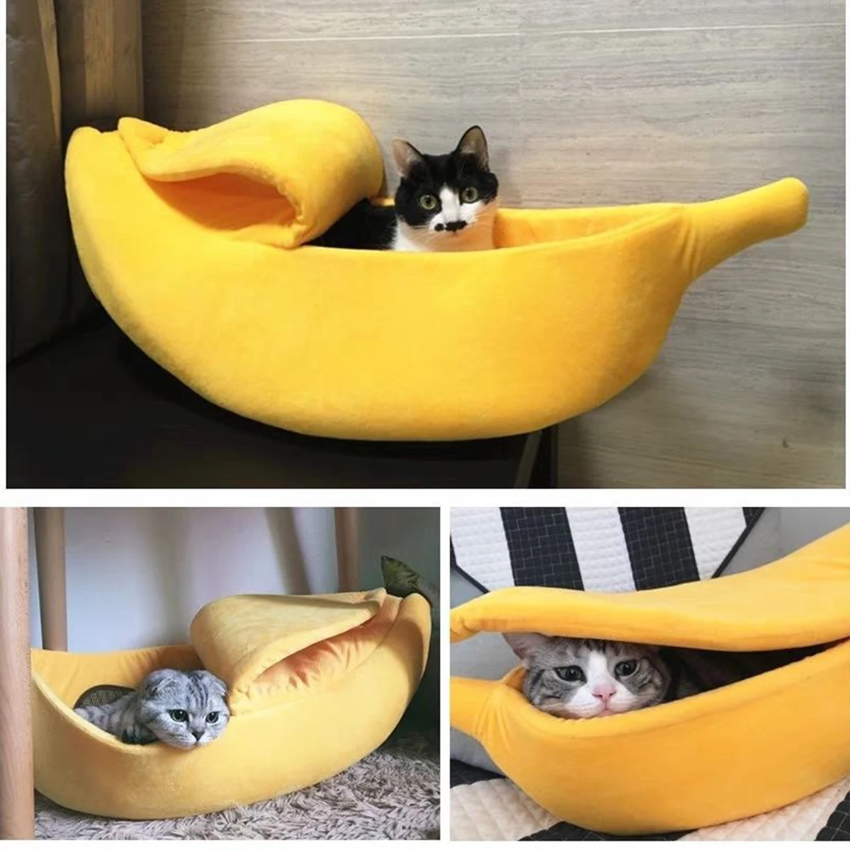 Banana Cat Bed House Cute Funny Cozy Cat Mat Beds Warm Durable Portable Pet Basket Kennel Dog Cushion Pet Supplies