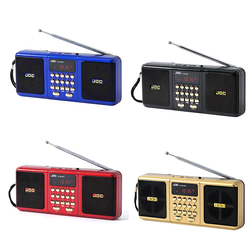 Altavoz inalámbrico de Radio FM estéreo portátil, altavoz USB compatible con Bluetooth con receptor FM, batería recargable, compatible con tarjeta TF