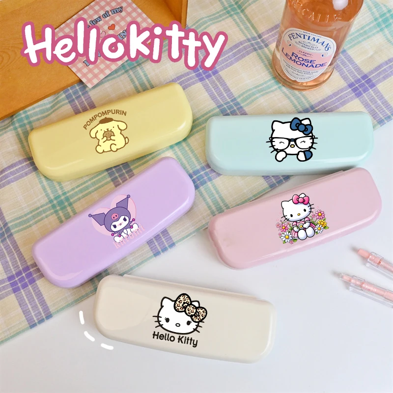 

Sanrio Hello Kitty пластиковый футляр для очков с милым мультяшным принтом для студентов изысканная коробка для хранения очков модный подарок на день рождения для девочек