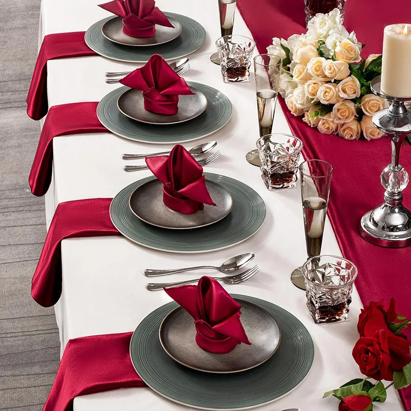 

100PCS 30*30cm Satin Napkin Square Washable Table Napkin Soft Smooth Fabric for Wedding Banquet Party Restaurant Hotel Decor