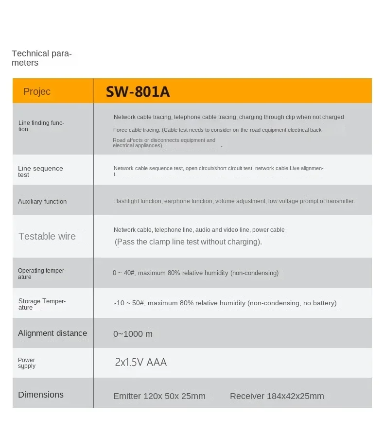 Stable SNDWAY Network Line Finder SW801B/801A Network Cable Telephone Cable Electrician Network Line Testertool22