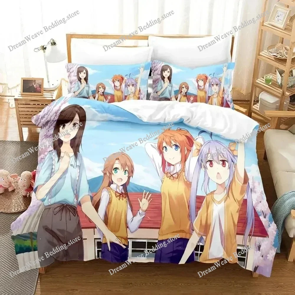 

3D Print Anime Non Non Biyori Bedding Set Duvet Cover Bed Set Quilt Cover Pillowcase Comforter King Queen Size Boys Adult