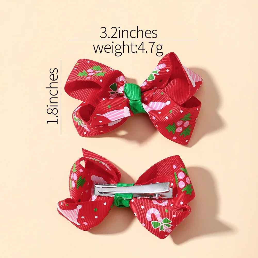 4Pcs/lot Children Cute Christmas Hair Clips Party Hairpins Snowman Santa Claus Ribbon Hair Accessories Decoration for Girls