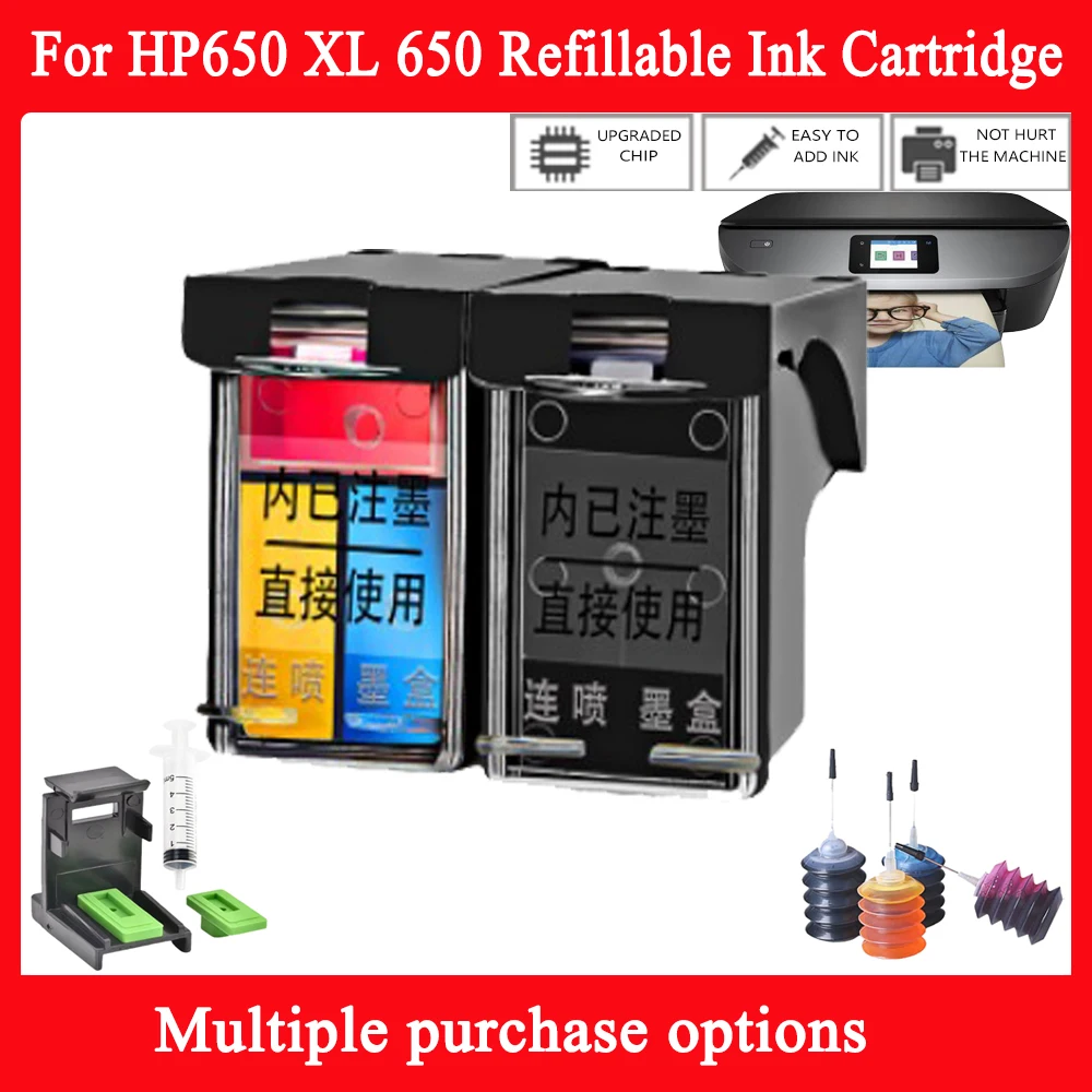 Para hp650 xl 650 650xl substituição de cartucho de tinta recarregável 650xl para hp deskjet 2545 2546 2548 2646 3515 3545 4510 2648 3510