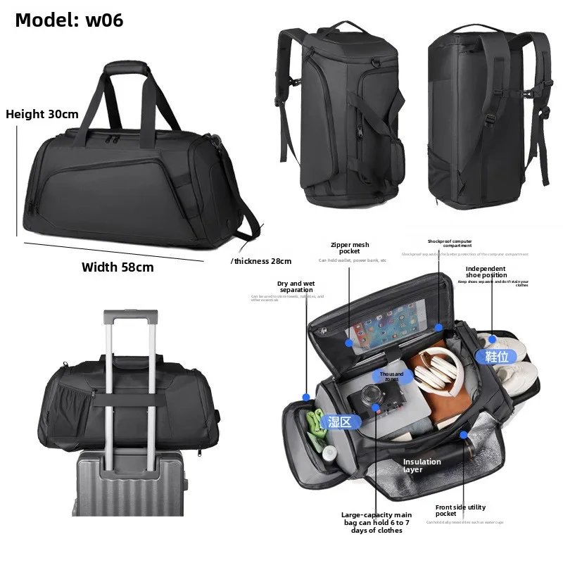 Travel backpack for men duffle bag business travel bag waterproof hand carry multi-functional luggage bag