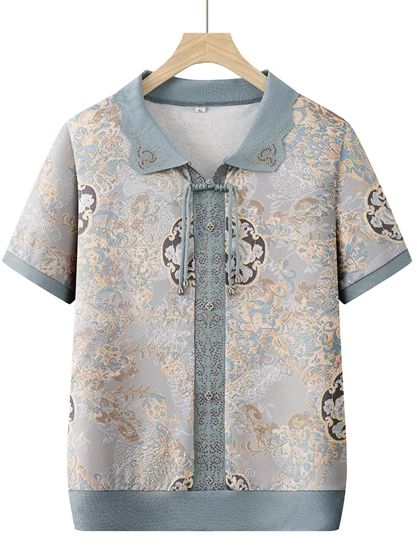 

Ice Silk Loose ort Sve T-irt for Mom Summer Faionable ly Women's Clothing andmother Comfortable Breathable irt