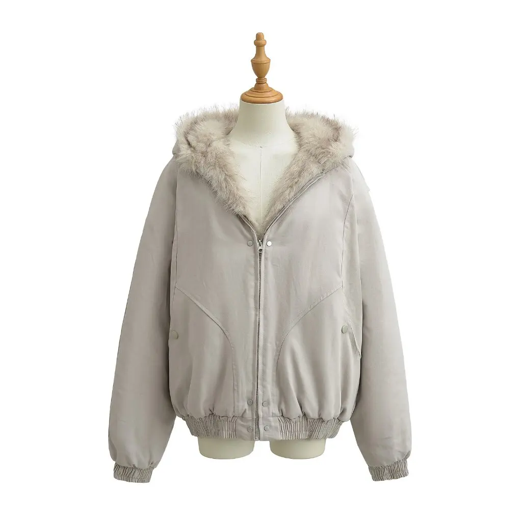 

Women's American Style High Street Hooded Cotton-Padded Coat with Fur Collar Autumn Winter Thickened Warm Loose Pike Coat