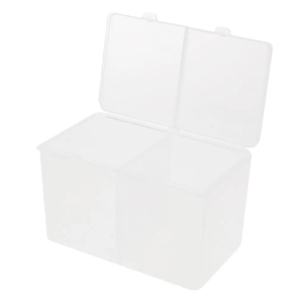 Plastic Makeup Organizer Cotton Pad Storage Box Double Compartment Cosmetic Holder for Vanity Table