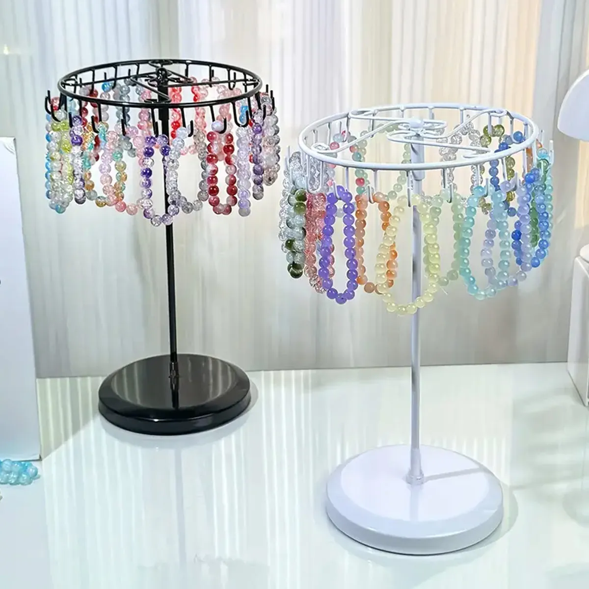 قطعة واحدة من رف المجوهرات الحديدي، رف عرض القلادة الدوار مع 23 خطافًا، رف تخزين المجوهرات، مناسب للأقراط والأساور وما إلى ذلك