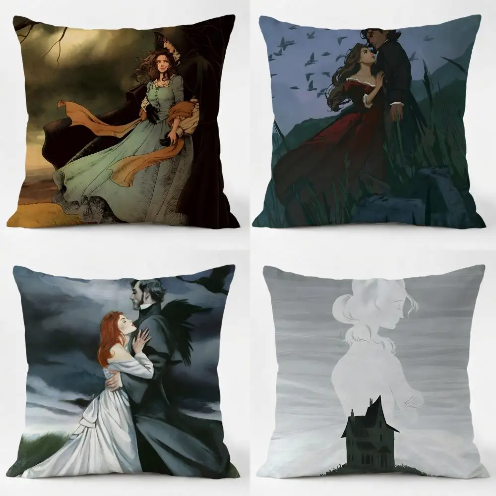 Brooding Poetic Fiction W-Wuthering Heights Cushion Cover Sofa Home Living Room Car Decor Washable Decorative Square Pillowcase
