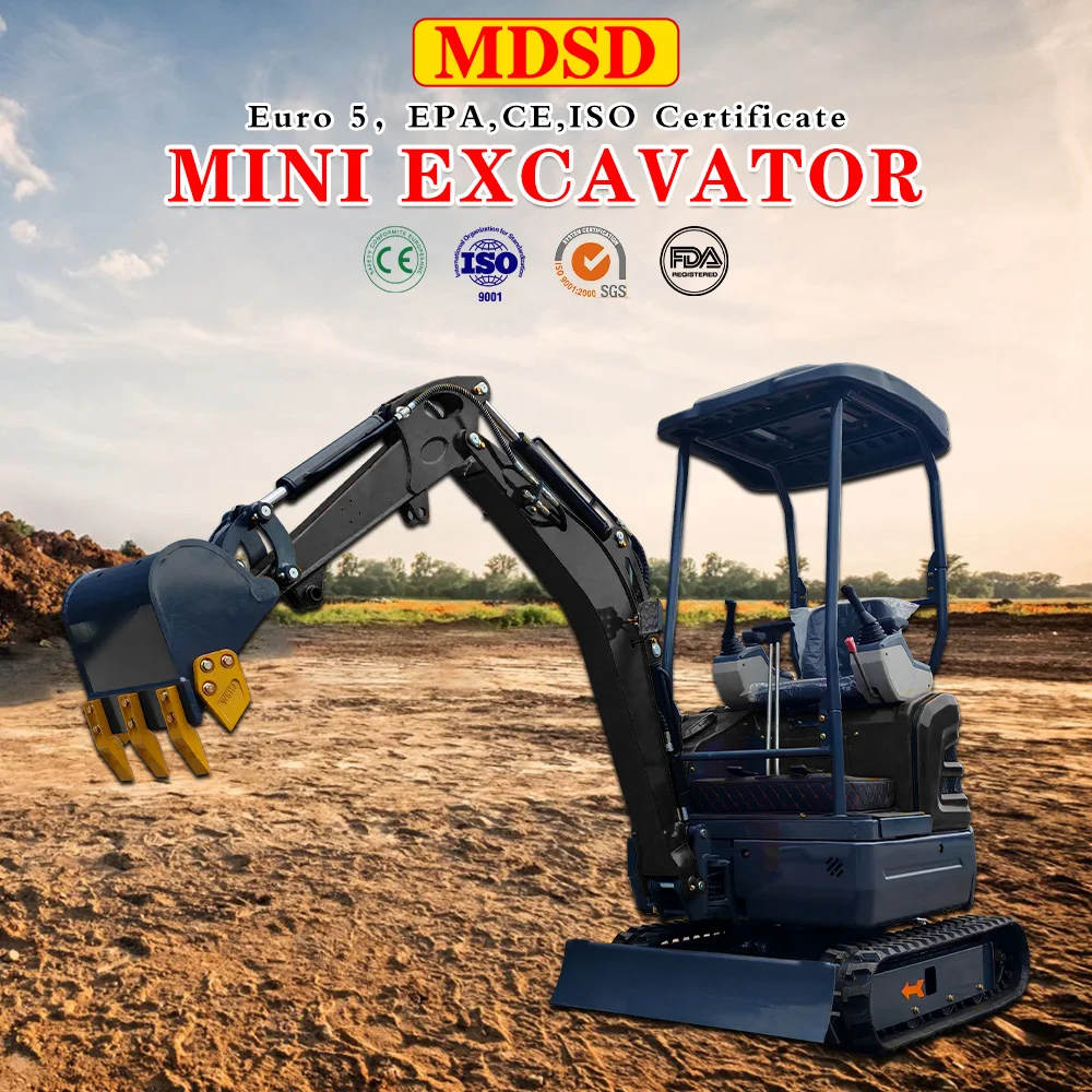 Venta directa de fábrica 1.5T 2T Mini excavadora sobre orugas EPA EURO5 Motor excavadora hidráulica excavadora agrícola venta personalizada