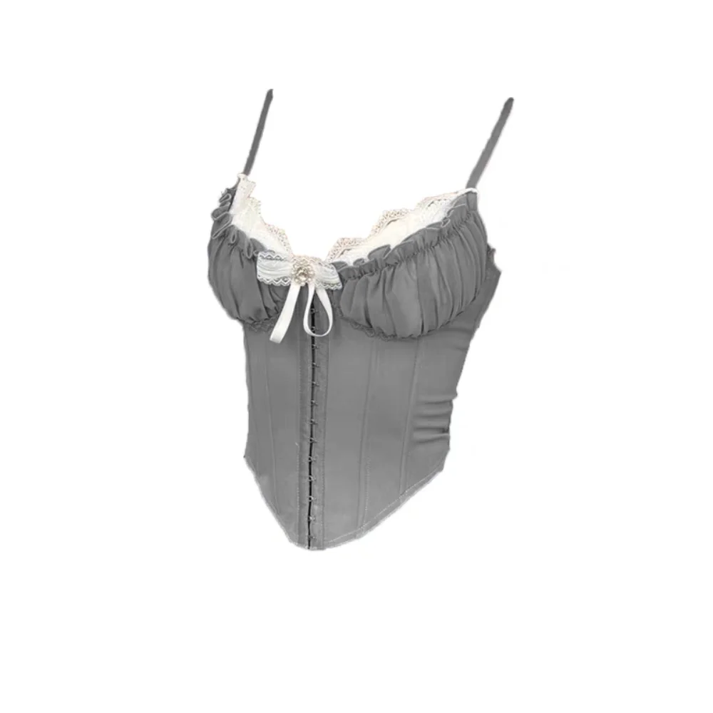 

Elegant Ruffle Lace Flower Camisole Buckle Sleeveless Slim Crop Tops Tank Sweet Suspender Vest Travel