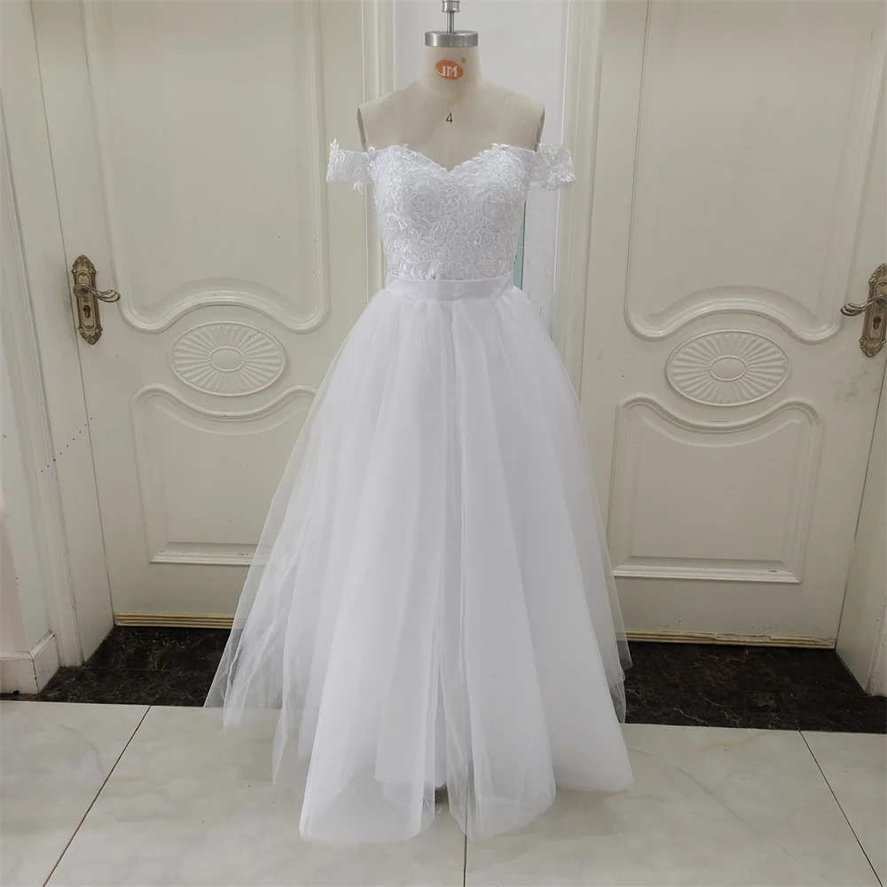 ZJ9293 Customized White Detachable Skirt 2 in 1 Wedding Dresses Beads Lace Removable Skirt Bridal Gowns 2023