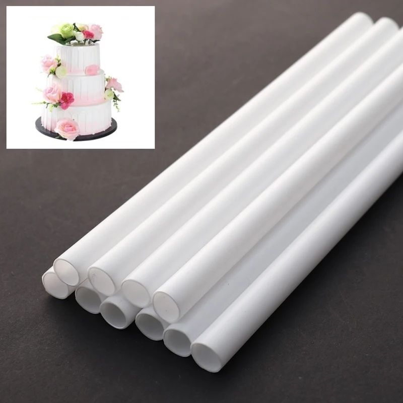 10Pcs Cake Dowels White Plastic Cake Support Rods Round Dowels Straws Reusable