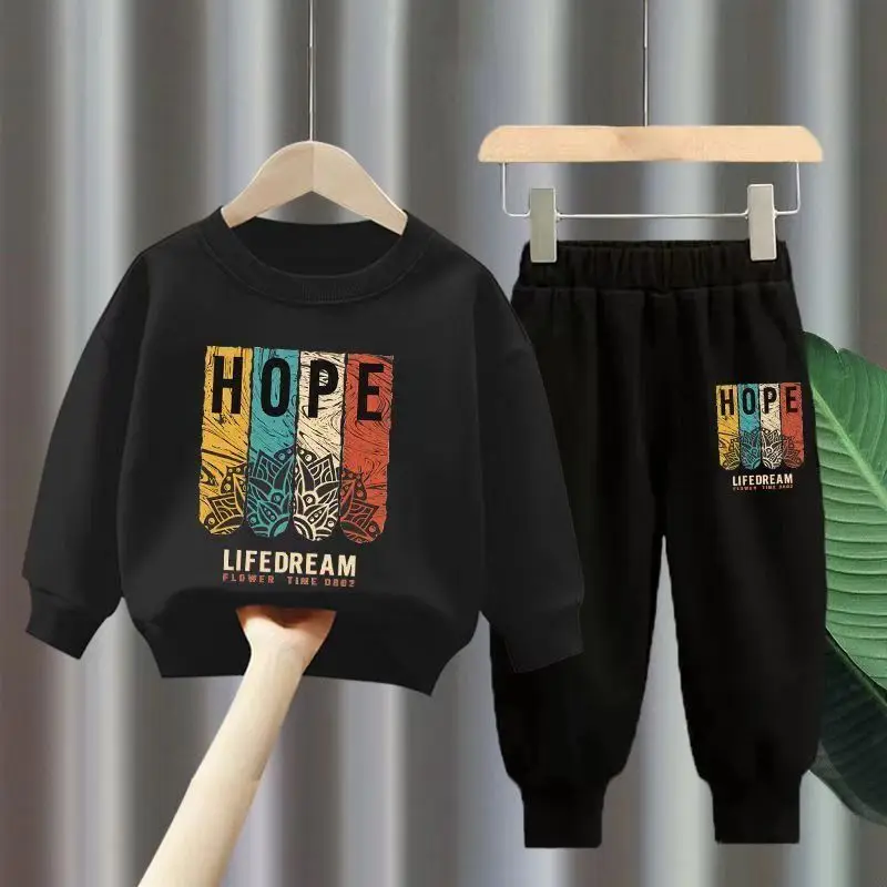 طقم بذلة رياضية مطبوعة من قطعتين للأطفال ، توب وسراويل بأكمام طويلة ، ملابس رياضية للفتيان والفتيات ، ملابس أطفال ، خريف