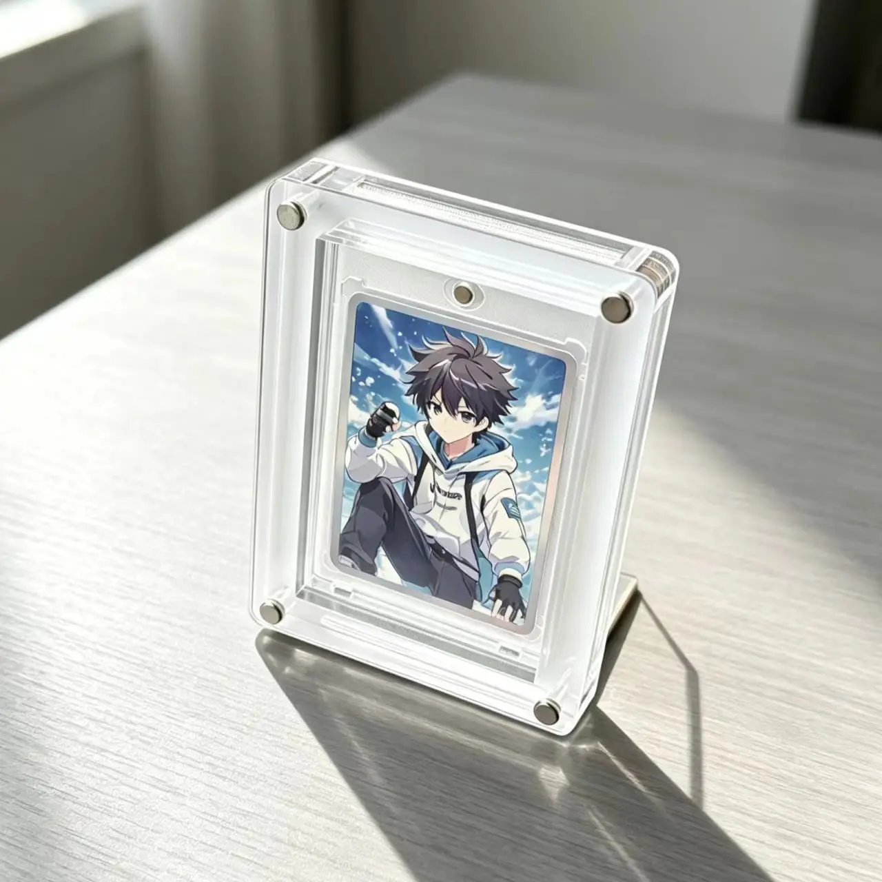 1‑Slot White PTCG Display Stand Polaroid Picture Frame 35PT Extra Thick Card Holder Action Figure Brick Display Rack
