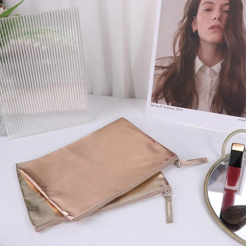 Simple Cosmetic Bag Bright PU Coin Purse Korean Style Solid Color Zipper Coin Purse Earphone Pouch Wallet Small Item Bag Outdoor