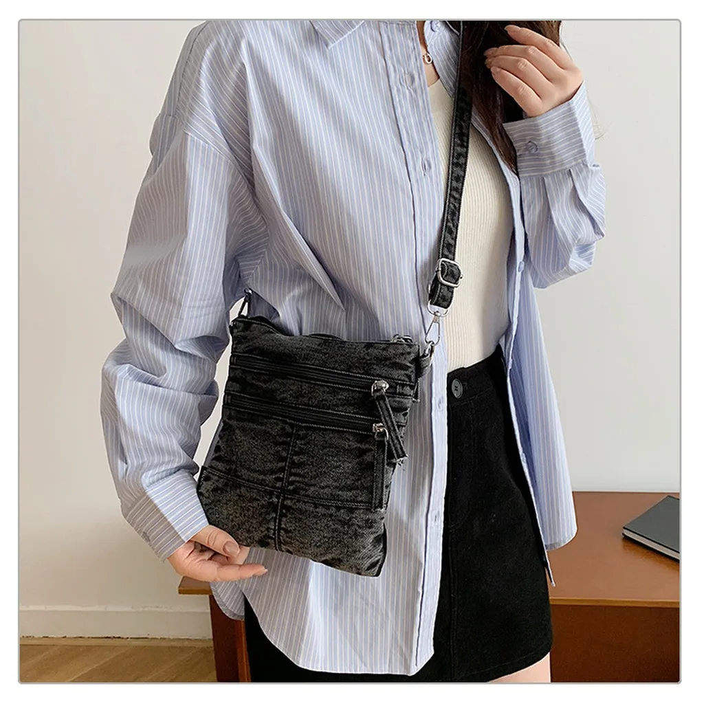 Denim Crossbody Bag Simple Women'S Handbag Casual Tote Bag Detachable Adjustable Strap Bag For Hand Carry Crossbody Carry